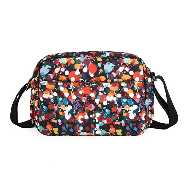 FIDO DIDO Fabric Crossbody Bag, Shoulder Bag Women's Ink Splatter Flower/Ink Splatter Black-10