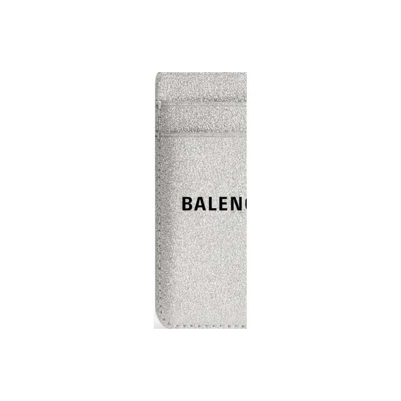 Balenciaga Cash Artificial Leather Card Clip Card Holder Unisex Silver-2