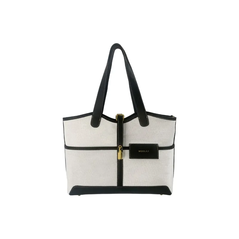 Mosiliri Canvas Commute Bag Canvas Bag Shoulder Bag Large Size Women's Black Gold-0