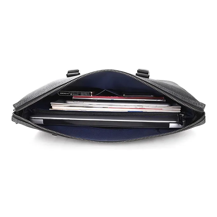 ELLE HOMME Top Grain Cow Leather Document Bag Briefcase Regular Unisex Solid Color-5
