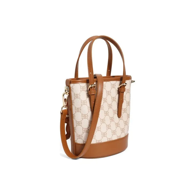 BELLE Artificial Leather Bucket Bag, Handbag, Crossbody Bag Medium Size Women's Umber, Beige, Coffee, Light Beige-14