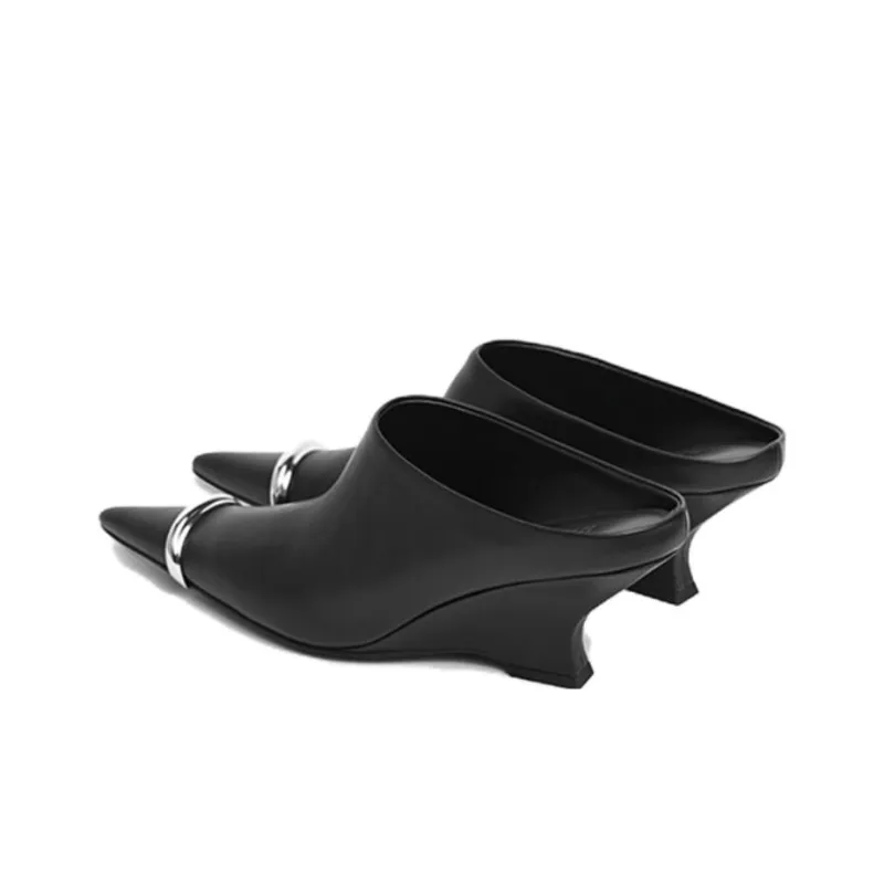 DYMONLATRY Wrap-toe Slippers 6.5cm Women's Black-3