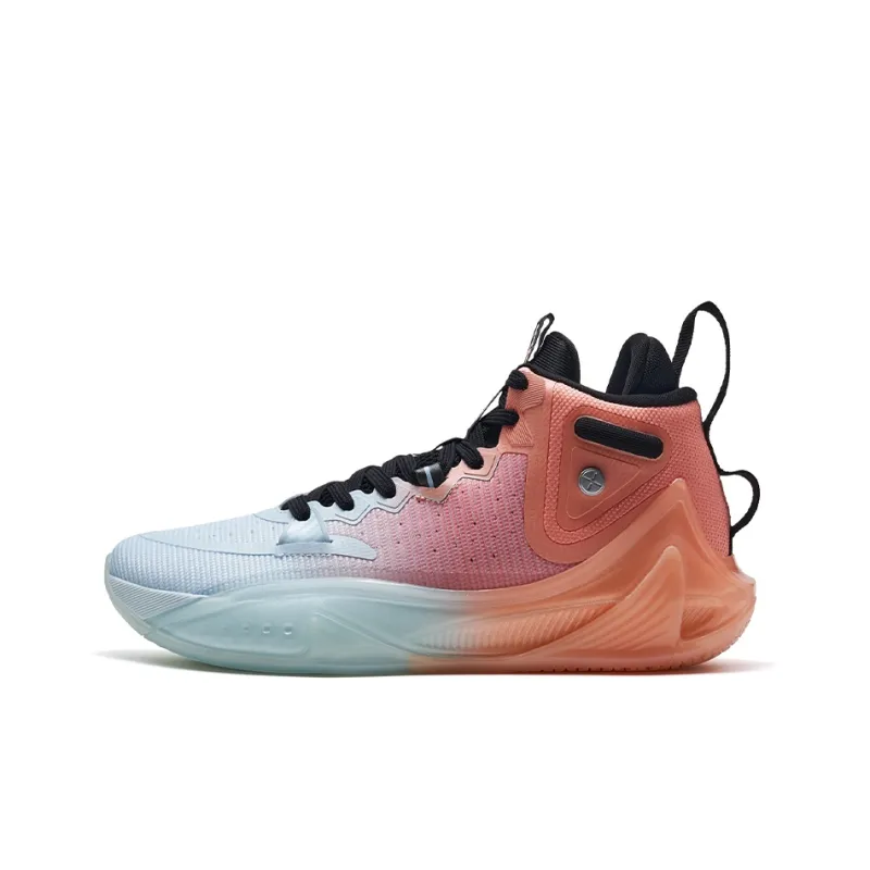 XTEP Flying Shark 2nd Generation High Top Basketball Shoes Men's Peach Pink/Misty Blue-0