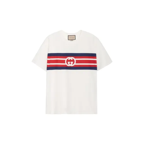 Gucci Interlocking G Striped T-shirt Ivory/Navy/Red