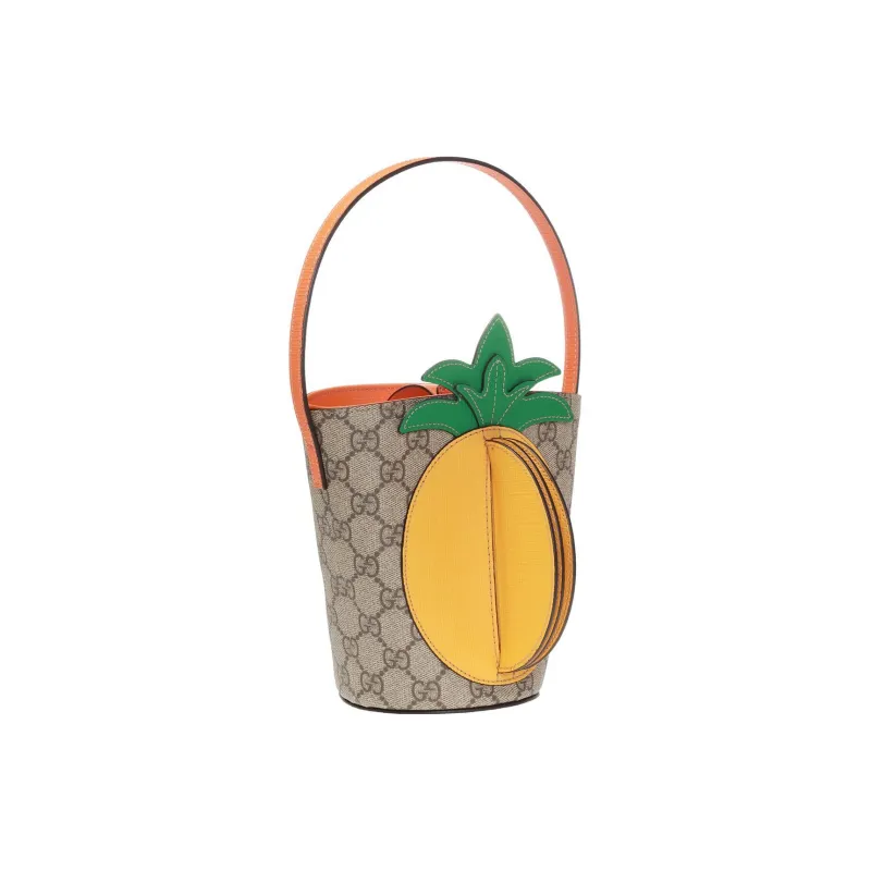 GUCCI Canvas With Leather Bucket Bag Handbag Shoulder Bag Women's Yellow Brown & Multicolor-1