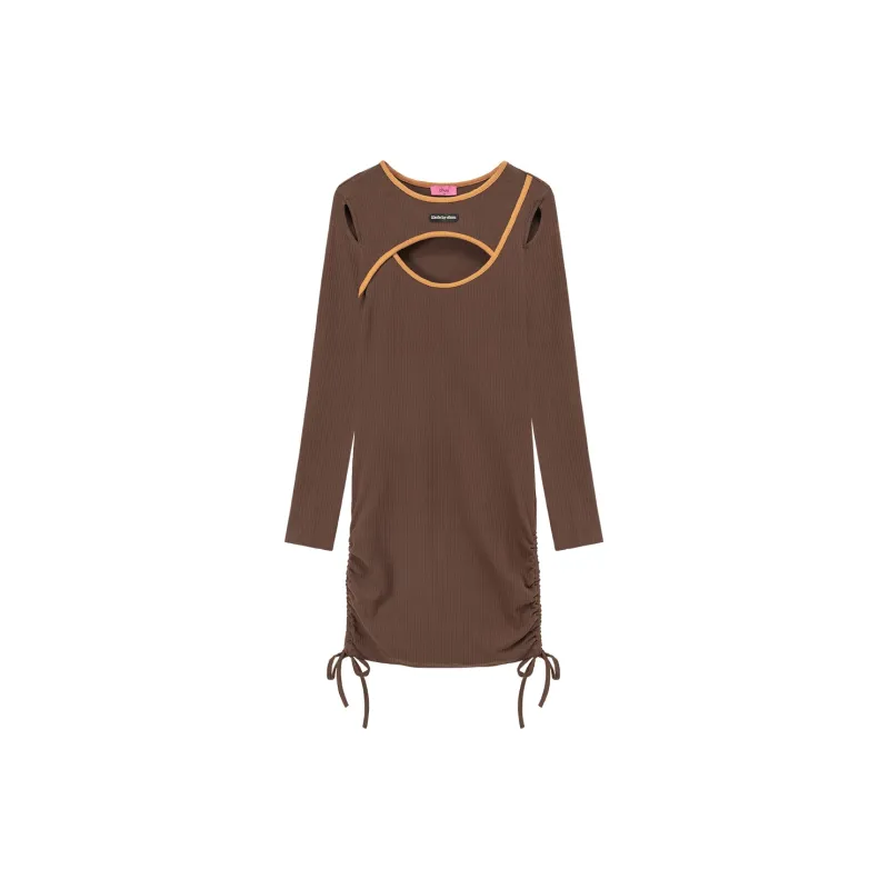 CHUU Long Sleeved Dresses Women's Gray Coffee-2