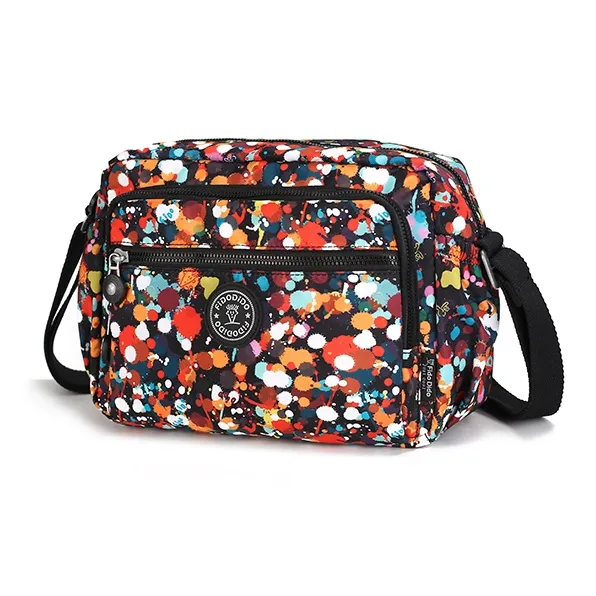 FIDO DIDO Fabric Crossbody Bag, Shoulder Bag Women's Ink Splatter Flower/Ink Splatter Black-3