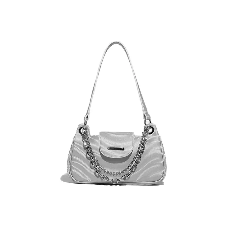 HAWA PU Shoulder Bag Baguette Bag Shoulder Bag Small Size Women's Black/Silver-6