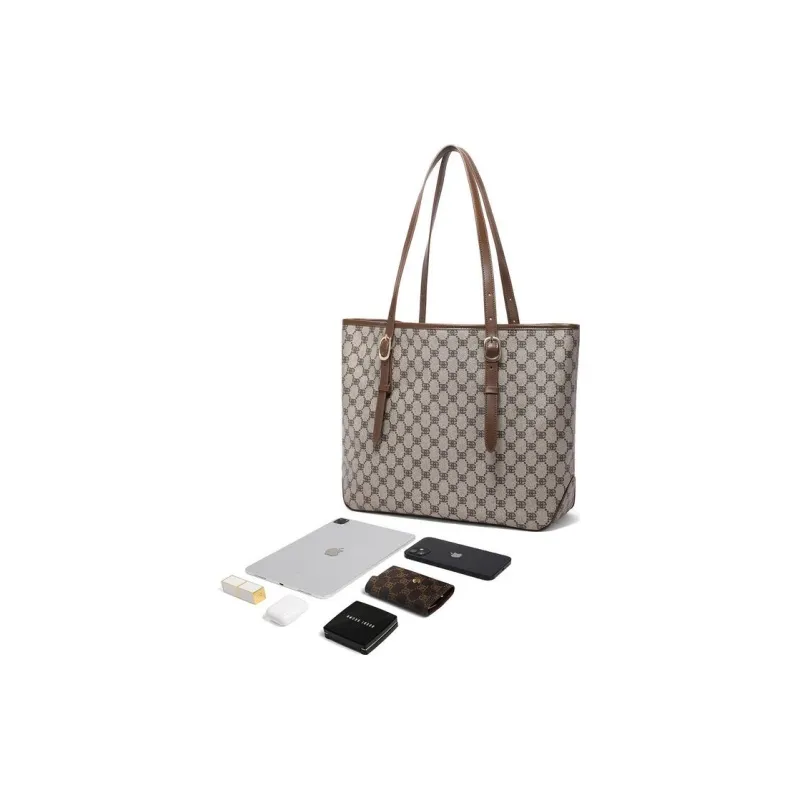 BELLE Artificial Leather Tote Bag Shopping Bag Handbag Shoulder Bag Women's Letter Print-10