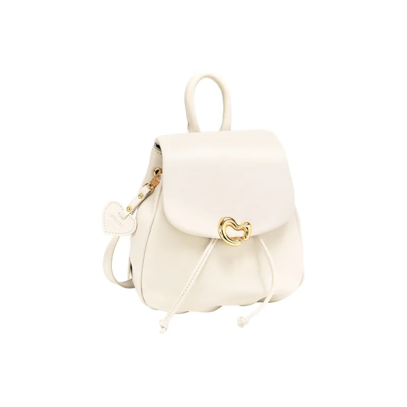 AILUXI Synthetic Leather Backpack Medium Size Women's Vintage Black/Milkshake White-1