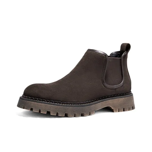 Hautton Jeans Chelsea Boots Men Coffee