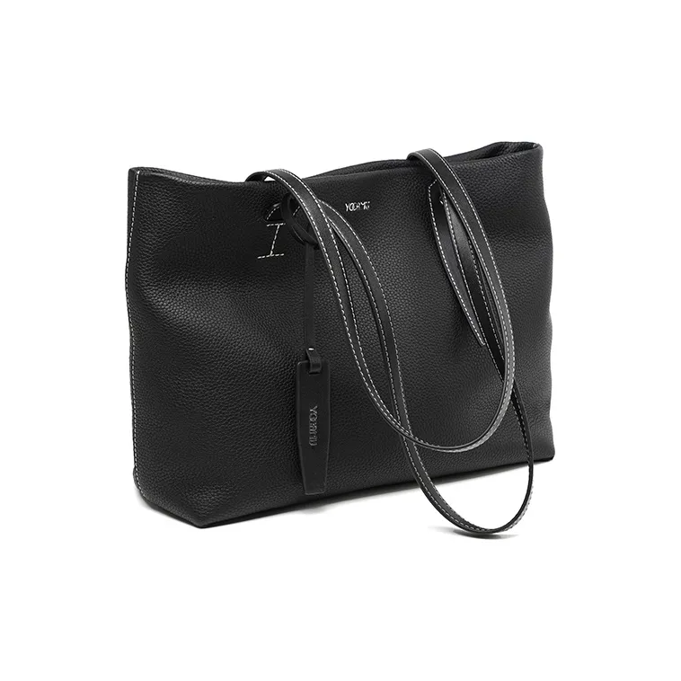 YOCAMU Top Grain Grained Cow Leather Shoulder Bag Large Size Women's Warm Brown Truffle Black Forest Gray Morning White-8