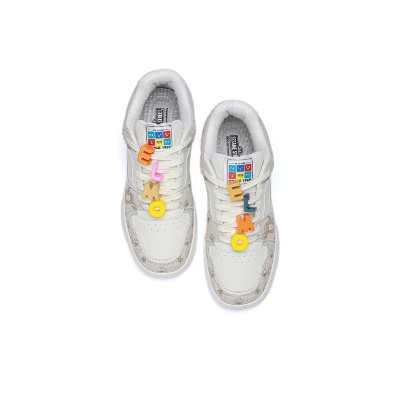 SESAME STREET Skateboard Shoes Unisex Low Top Black & White/Denim Blue/Beige Apricot/Black-24