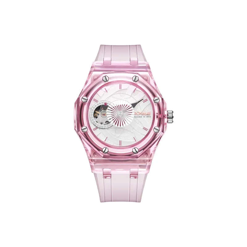 RONMAR Heart Series Automatic Mechanical Movement Rubber Strap Watch Unisex White Dial-2