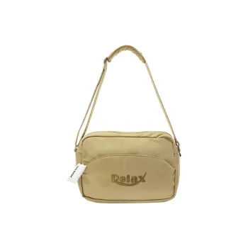 Art Traces Nylon Messenger Bag, Shoulder Bag Large Size Unisex Ginger Yellow/Navy Blue