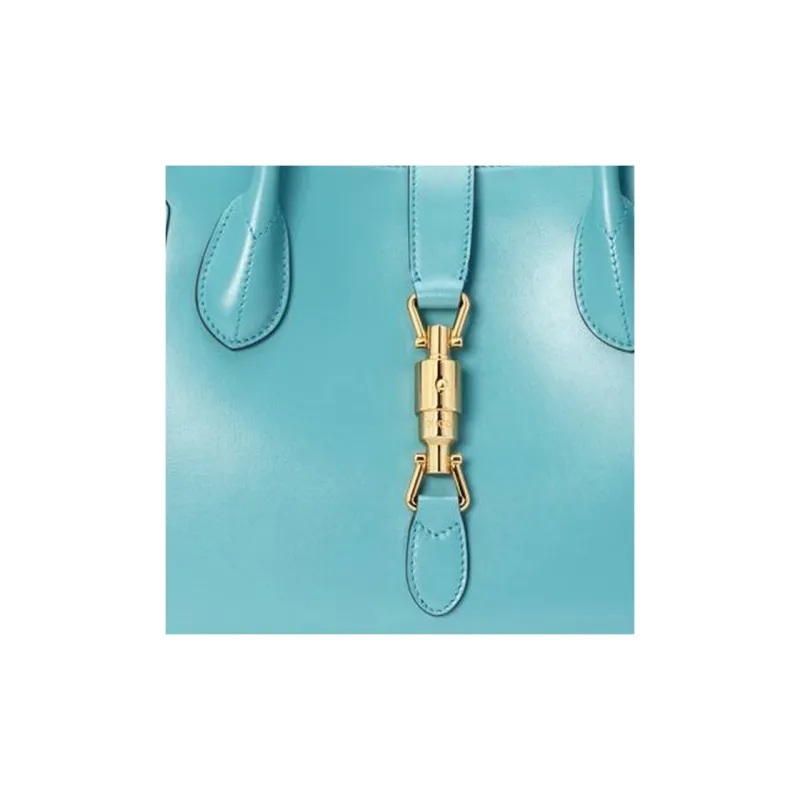 GUCCI Jackie 1961 Leather Tote Handbags Shoulder Bags Medium Size Unisex Light Blue-5