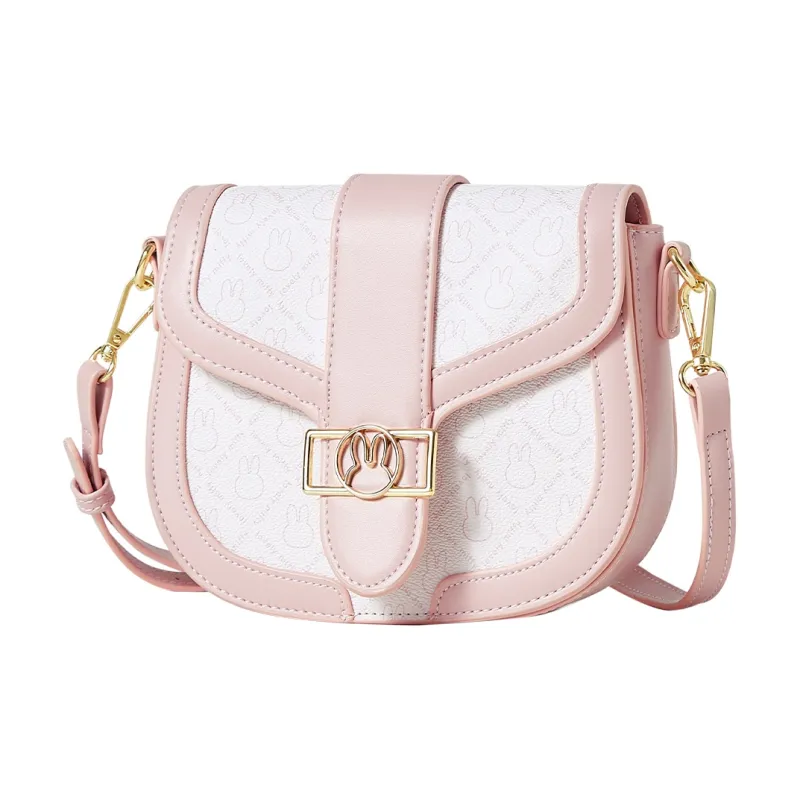 Miffy PU Saddle Bag, Shoulder Bag, Crossbody Bag Regular Women's Ecru/Pink-7