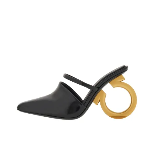 FERRAGAMO Elina 70mm Sculpted heel Leather Mules