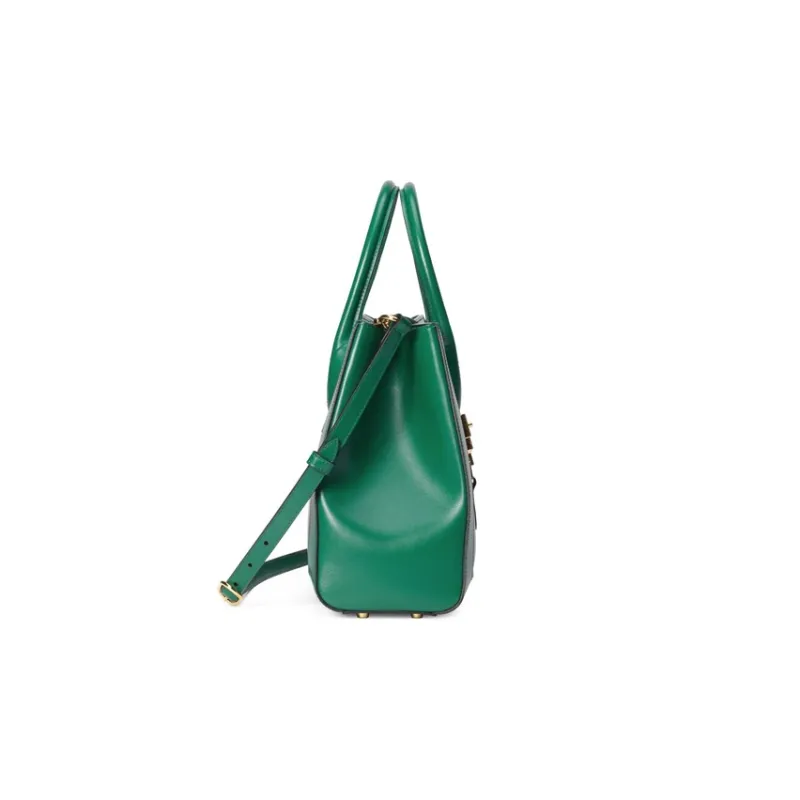GUCCI Jackie 1961 Leather Tote Handbags Shoulder Bags Medium Size Unisex Verdant Green-2