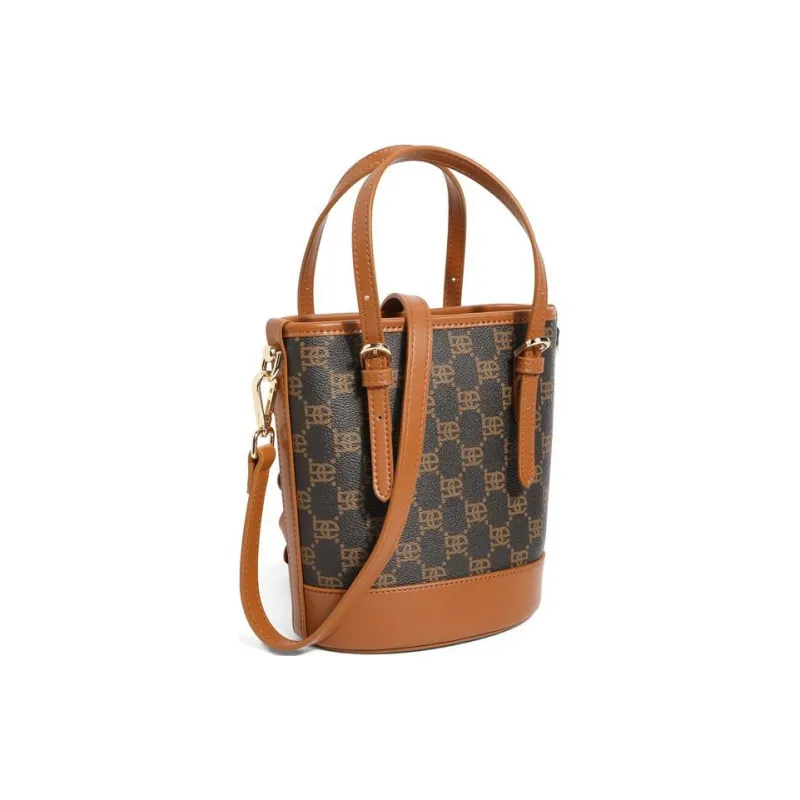 BELLE Artificial Leather Bucket Bag, Handbag, Crossbody Bag Medium Size Women's Umber, Beige, Coffee, Light Beige-2