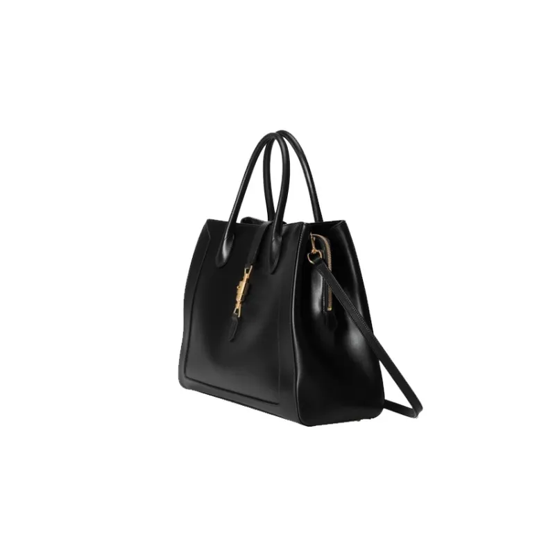 GUCCI Jackie 1961 Leather Tote Handbags Shoulder Bags Large Size Unisex Black-1