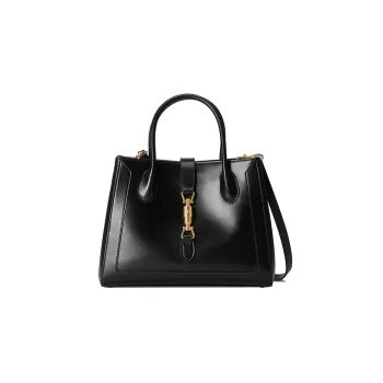 GUCCI Jackie 1961 Leather Tote Handbags Shoulder Bags Medium Size Unisex Black