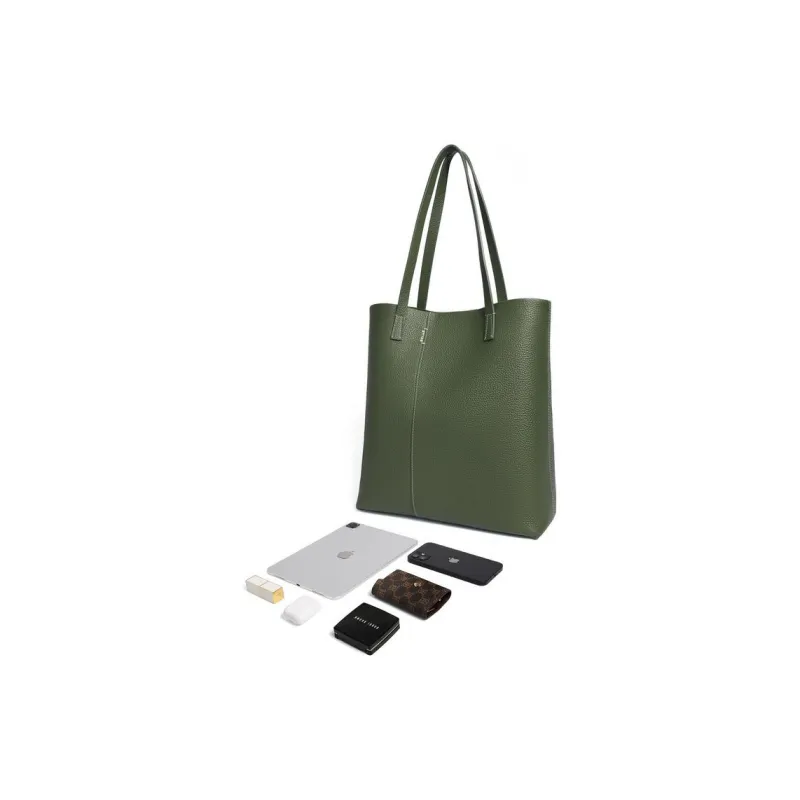 BELLE Grain Cow Leather Twining Bag 12 Pack, Tote Bag, Shopping Bag, Handbag, Shoulder Bag Women's Brown/Gray/Green-15