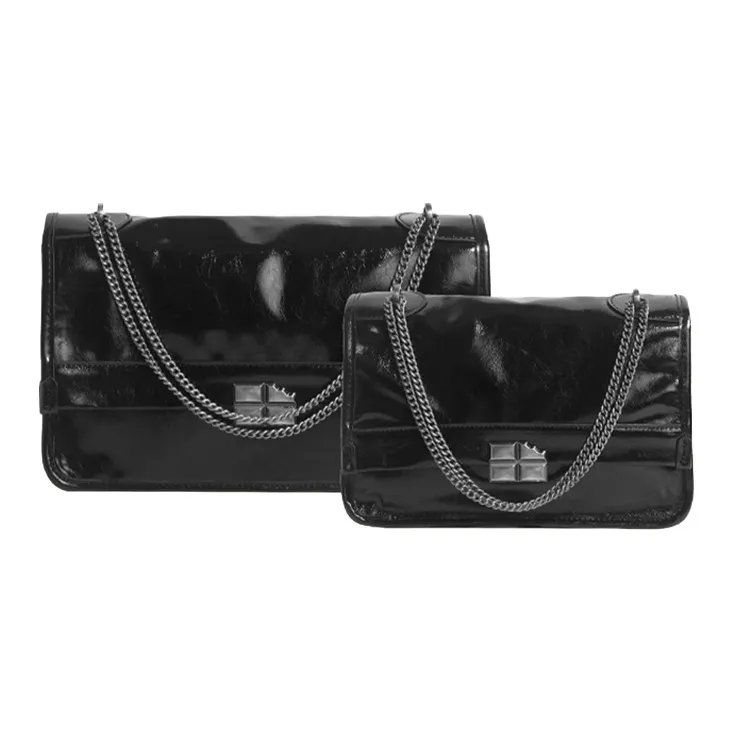 HAWA PU Messenger Bag Shoulder Bag Tote Bag Shopping Bag Shoulder Bag Large Size Women's Black-3
