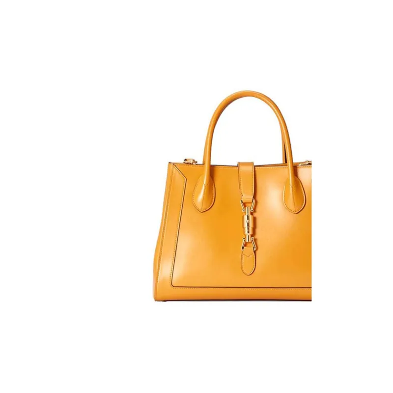 GUCCI Jackie 1961 Leather Tote Handbags Shoulder Bags Medium Size Unisex Yellow-7