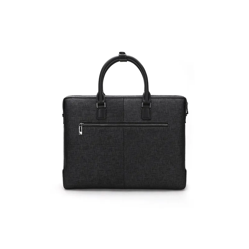ELLE HOMME Top Grain Cow Leather Document Bag Briefcase Regular Unisex Solid Color-3