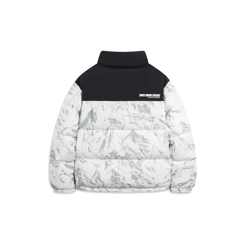 LiNing Fondue Down Series Down Jacket Unisex White Gray Snow Mountain-1