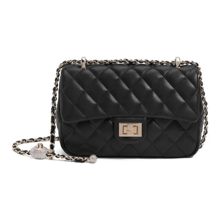 BELLE Artificial Leather Crossbody Bag Medium Size Women's Solid Color Plain-0