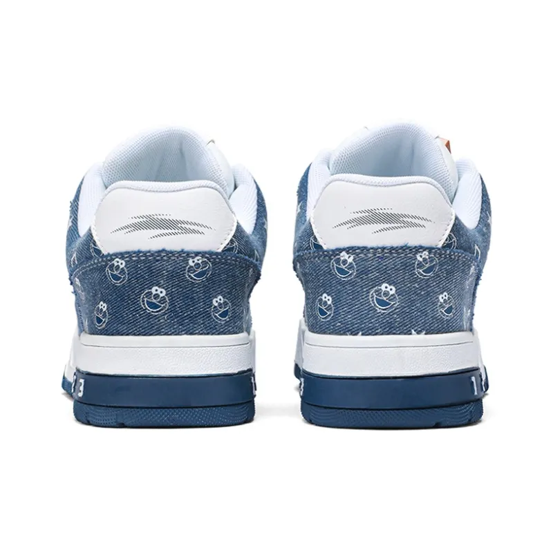 SESAME STREET Skateboard Shoes Unisex Low Top Black & White/Denim Blue/Beige Apricot/Black-18