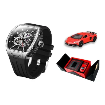 RENOVO Phantom Speed Collection Mechanical Movement Silicone Strap Watch Men's Watches Cut-Out Dial