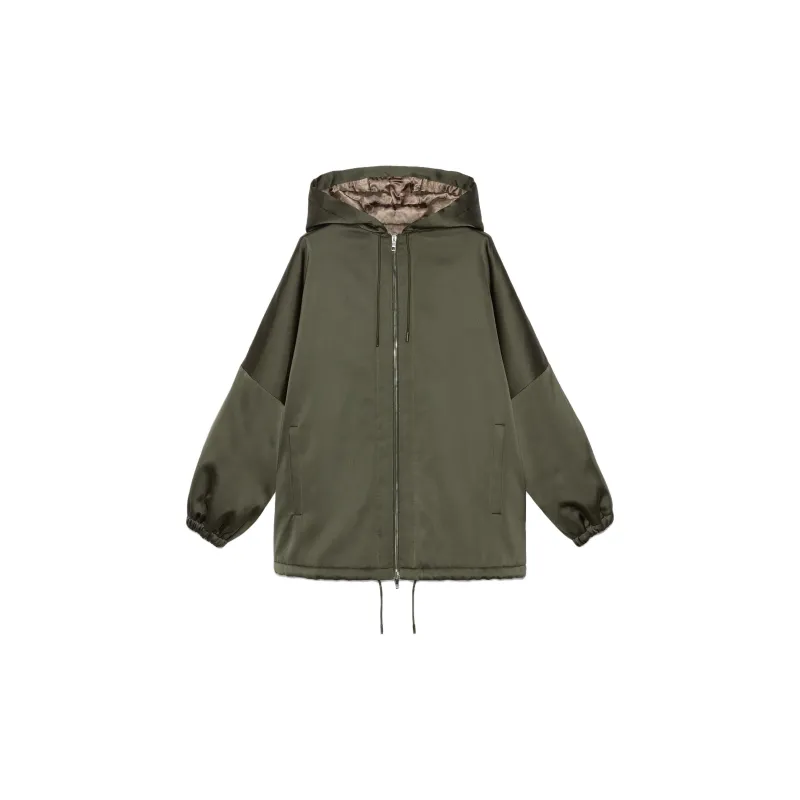 GUCCI Fur-trim Satin Parka Coat-1