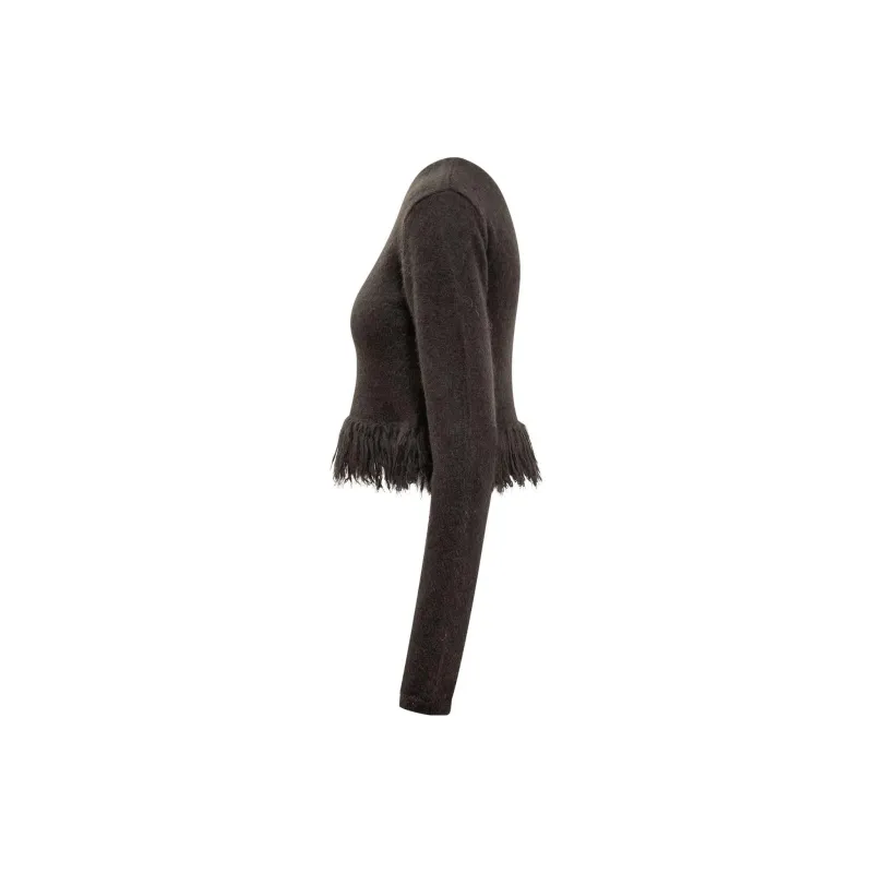 JW Anderson Cropped Fringed-Hem Knitted Jumper-2