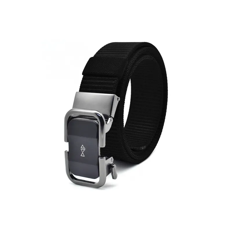 DAP Matte Metallic Feel No Button Head Nylon Leather Belts Unisex Width 3.5CM-1