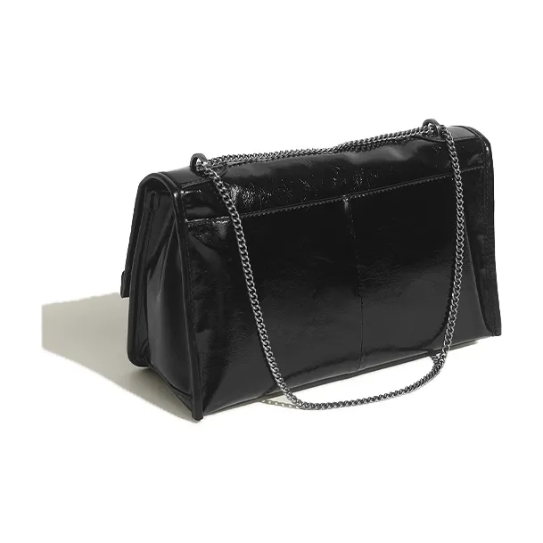 HAWA PU Messenger Bag Shoulder Bag Tote Bag Shopping Bag Shoulder Bag Large Size Women's Black-6