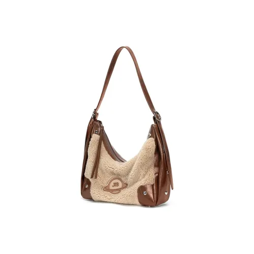 JELLYTOYBOY Fabric And Cow Leather Velvet Star Picnic Bag Shoulder Bag Crossbody Bag Shoulder Bag Women's Brown/Ecru