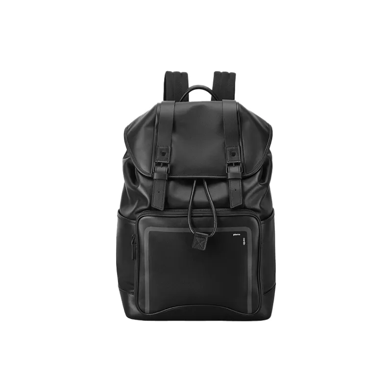 PIERRE CARDIN Waterproof Large Capacity Cow Leather Backpack Tubas Men's Black-1