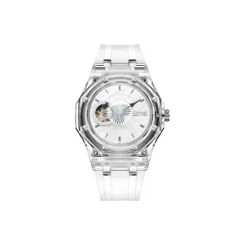 RONMAR Heart Series Automatic Mechanical Movement Rubber Strap Watch Unisex White Dial