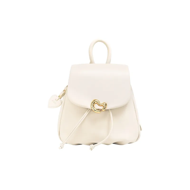 AILUXI Synthetic Leather Backpack Medium Size Women's Vintage Black/Milkshake White-0