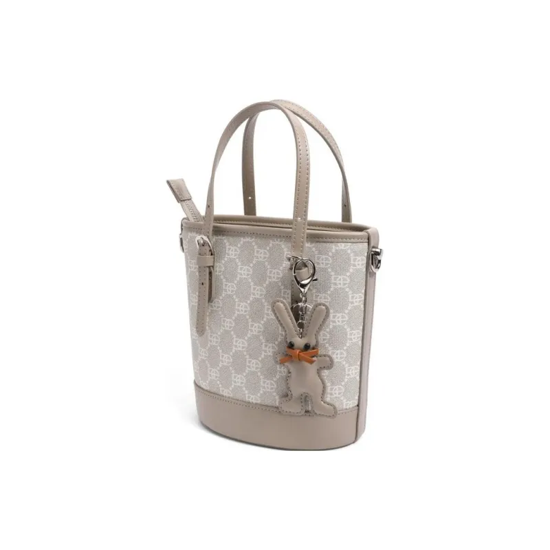 BELLE Artificial Leather Bucket Bag, Handbag, Crossbody Bag Medium Size Women's Umber, Beige, Coffee, Light Beige-19