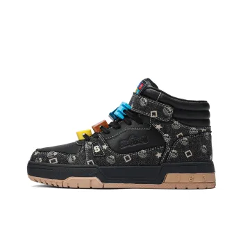SESAME STREET Skateboard Shoes Unisex High Top Black & White/Denim Blue/Beige Apricot/Black