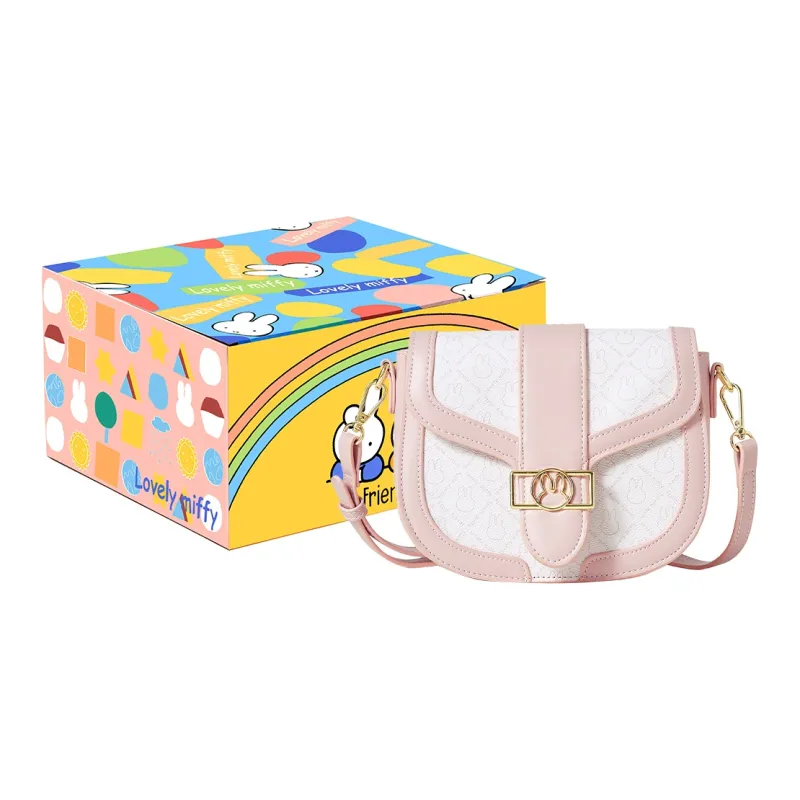 Miffy PU Saddle Bag, Shoulder Bag, Crossbody Bag Regular Women's Ecru/Pink-5