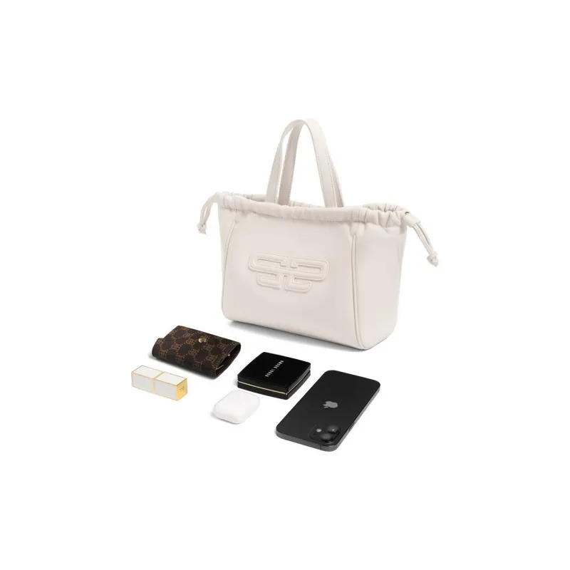 BELLE Artificial Leather Tote Bag Shopping Bag One Shoulder Crossbody Portable Women's Beige/Brown-2
