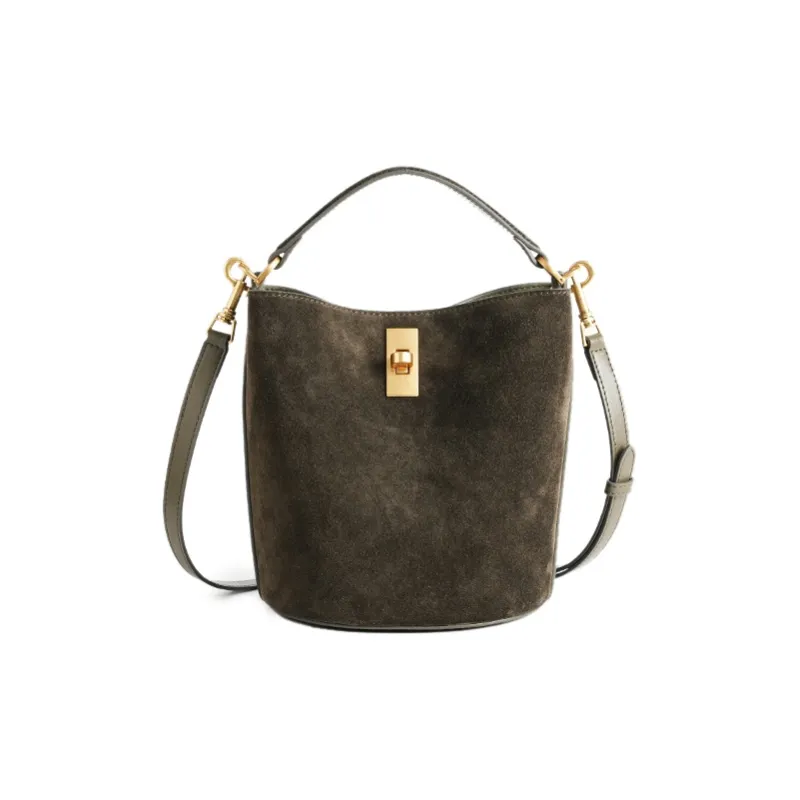 YOCAMU Suede Cow Leather Bucket Bag Handbag Shoulder Bag Crossbody Bag Women's Brown-7