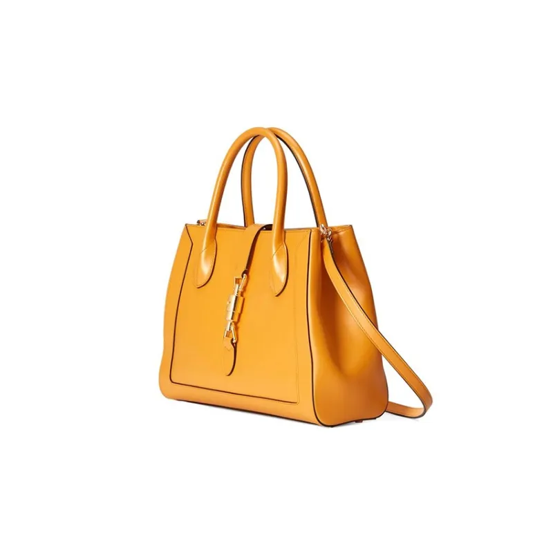GUCCI Jackie 1961 Leather Tote Handbags Shoulder Bags Medium Size Unisex Yellow-1