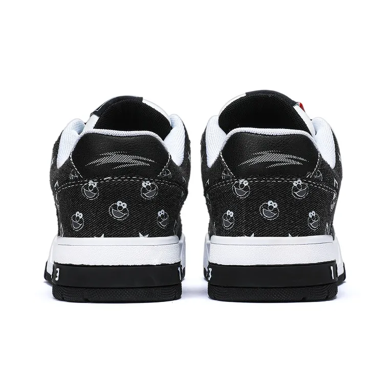 SESAME STREET Skateboard Shoes Unisex Low Top Black & White/Denim Blue/Beige Apricot/Black-11