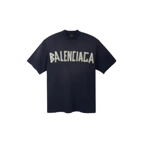Balenciaga Men Tape Type Medium Fit T-shirt Black Faded